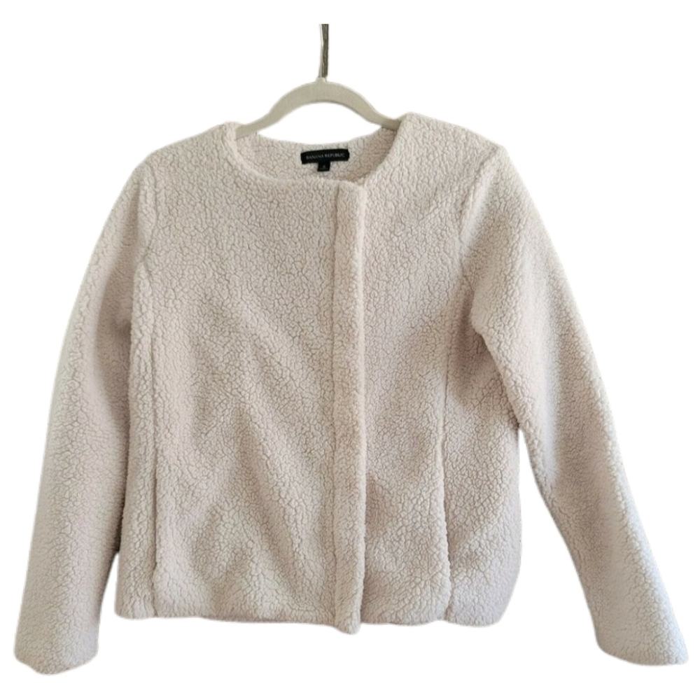 Banana Republic Jacket S Small Beige Faux Sherpa - Picture 1 of 7